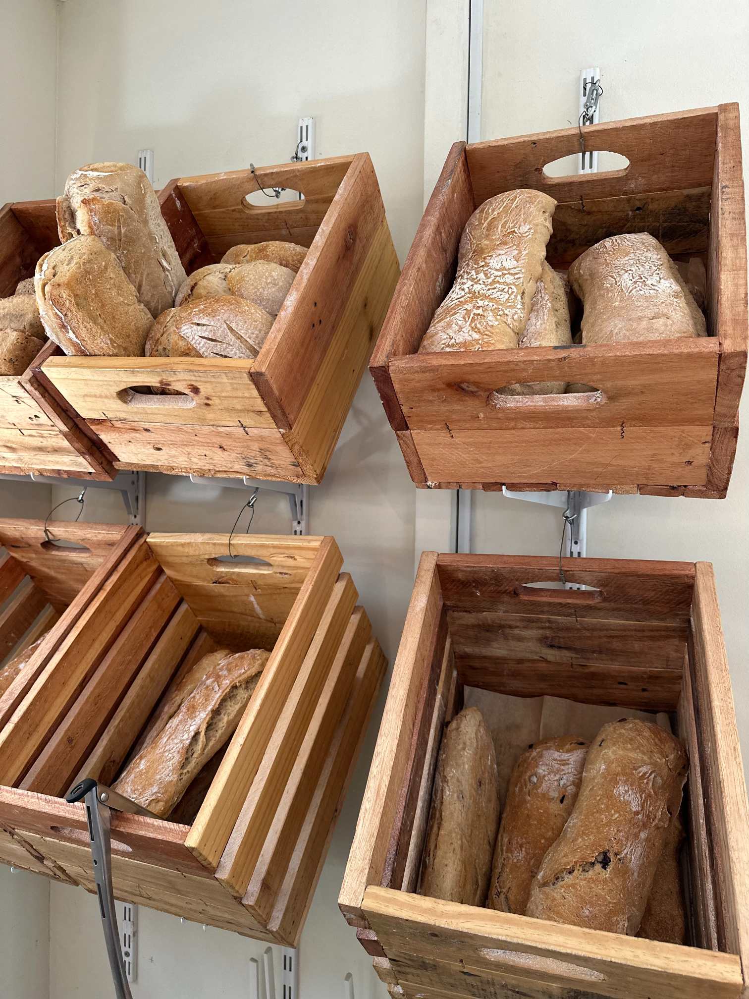 A shelf full of fresh bread